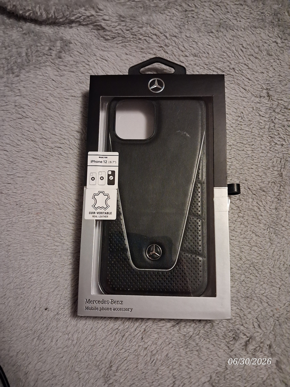 Mercedes Black Leather iPhone 12 (6.1") Case